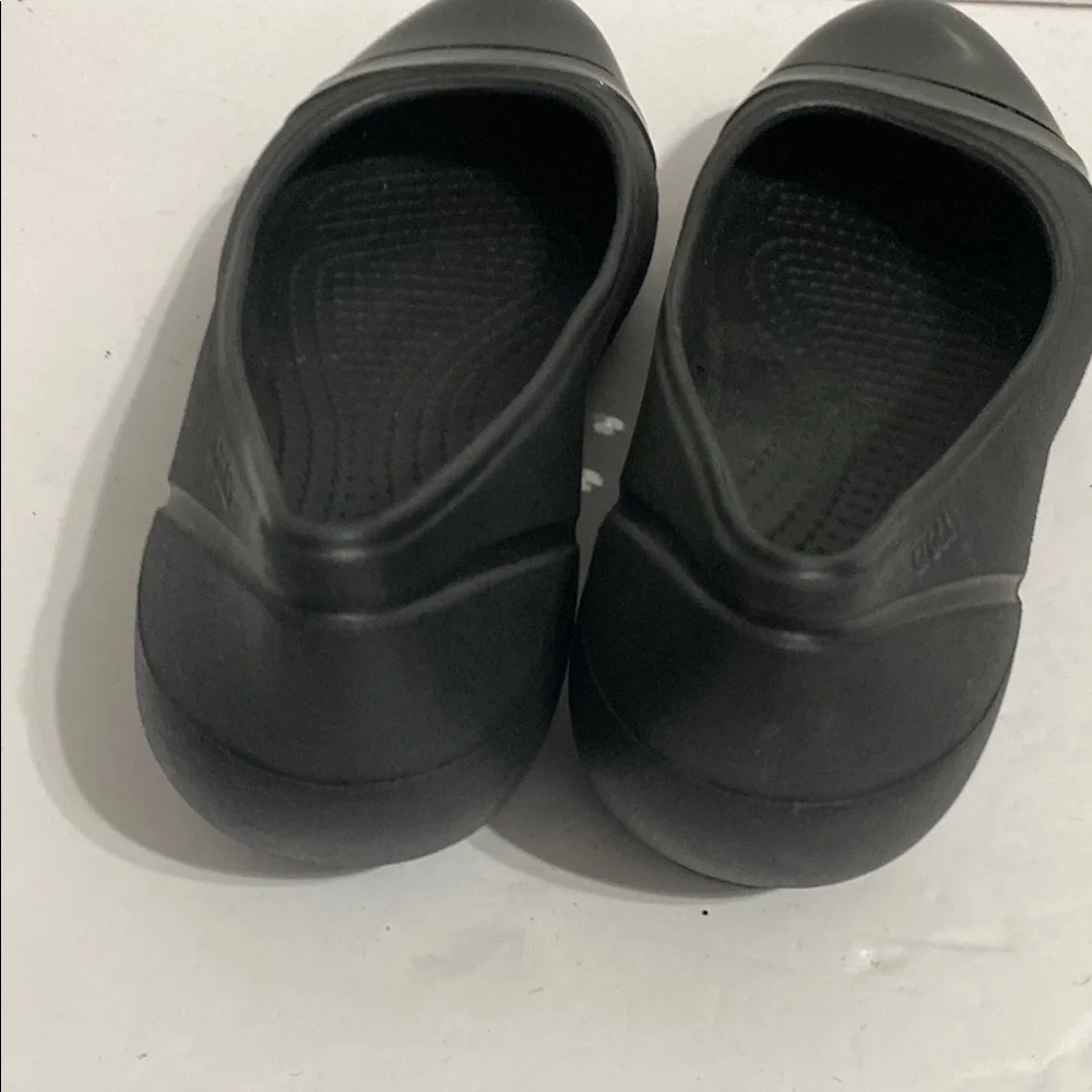 Crocs 7 Women's Black Cap Toe Slip On Flat Heel Casual Ballet Shoes